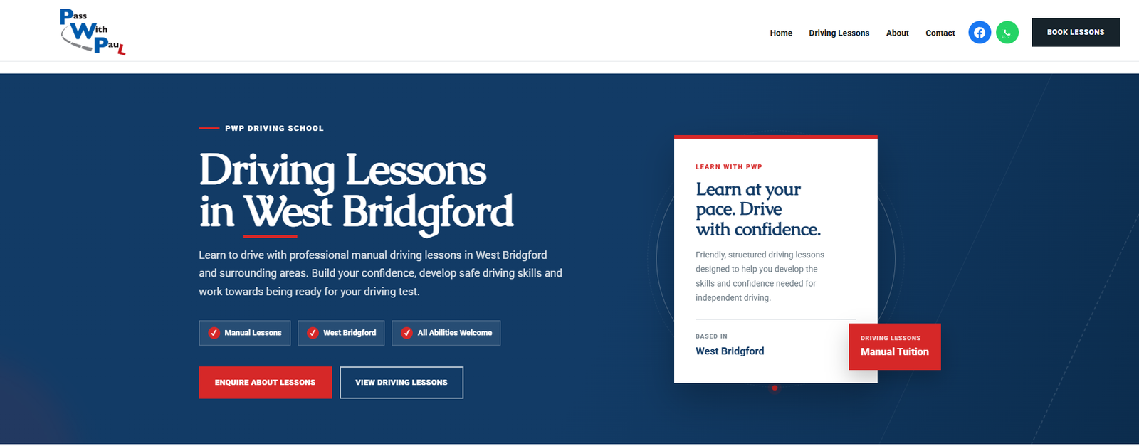 PWP Driving School website